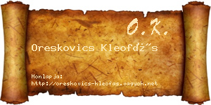 Oreskovics Kleofás névjegykártya